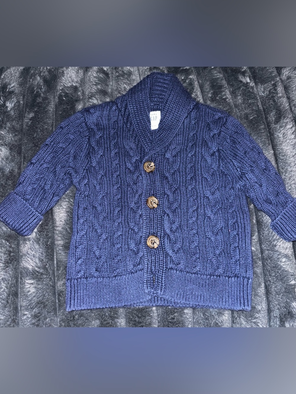 GAP Navy Cable Knit Shawl Collar Cardigan